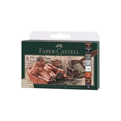 Faber-Castell Pitt Artist Pen Brush India Ink Pen, Wallet Of 8, Classic
