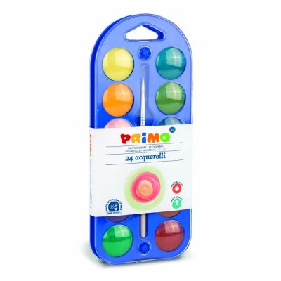 طقم الوان اقراص 25 م.ع.بلاستيك 24 لون+افرشة 111A24B