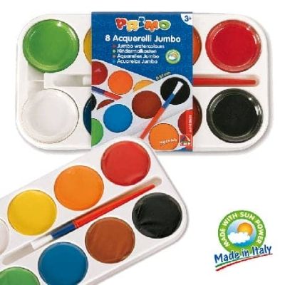 طقم ألوان اقراص 55 م . ع . بلاستيك 8 لون + فرشاة رقم 093A8T