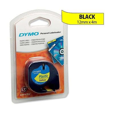 شريط لماكينة LETRA TAG دايمو 12مم* 4 متر بلاستيك اصفر S0721620