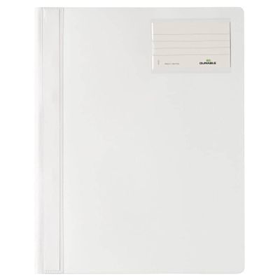 دوسيه بلاستيك معتم بحديدة + نيم كارت EXTRA WIDE ديورابل أبيض رقم 250002