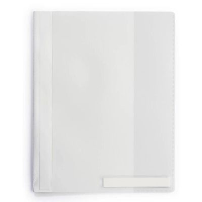 دوسيه بلاستيك شفاف بحديدة + نيم كارت CLEAR VIEW ديورابل ابيض رقم 251002