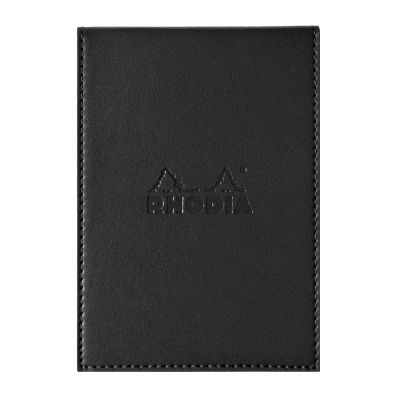بلوك نوت + باد RHODIA دبوس 8.5*12 سم مقاس 12 80 جم 80 ورقة جراب جلد اسود رقم 218129C