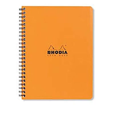 كشكول مربعات RHODIA غلاف كرتون مقاس 16*21 سم كعب سلك 80 ورقة 80جم برتقالى 193428C