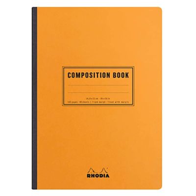 كشكول مسطر RHODIA غلاف كرتون 19*25سم كعب قماش 80 ورقة 80جم اسود - برتقالى 119249C