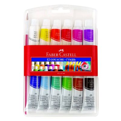 طقم الوان جواش انابيب + فرشة 12مللى /12 علبة بلاستيك رقم 121011 - 5170121011020