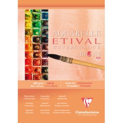 Clairefontaine Block Watercolor 29.7*42Cm Etival Fine Grain 300G 10 Sheet 96306C