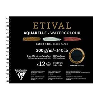 اسكتش رسم اكريلك مقاس 24*30 سم 300جم 12 ورقة اسود NO:975326C