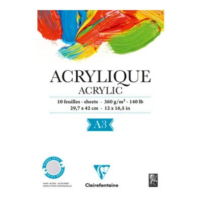 اسكتش رسم اكريلك مقاس 29.7*42سم 360 جم 10 ورقة ابيض 96309 C A 3