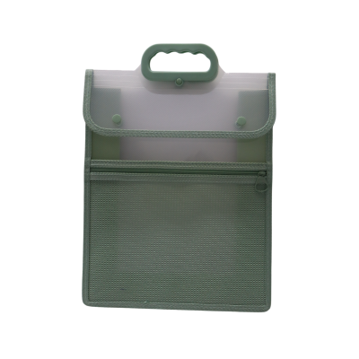 حافظة بكبسولة بلاستيك سادة شفاف ملونة بيد راسى + سوستة شبك 2جيب 26*33سم رقم XJ-2901