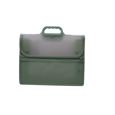 حافظة بكبسولة بلاستيك سادة شفاف ملونة بيد افقى + سوستة شبك 2جيب 26*33سم رقم XJ-2902