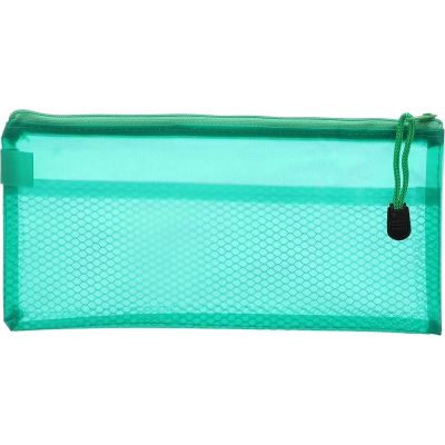 002-A6 حافظة بسوستة بلاستيك سادة شفافة بفاصل داخلى شبك رقم