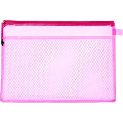 002-A4 حافظة بسوستة بلاستيك سادة شفافة بفاصل داخلى شبك رقم