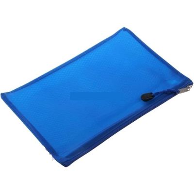 002-A3 حافظة بسوستة بلاستيك سادة شفافة بفاصل داخلى شبك رقم