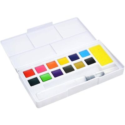 طقم الوان مائية اقراص هاف بان 12لون علبة كرتون + فرشة Keep Smiling رقم B7127-12