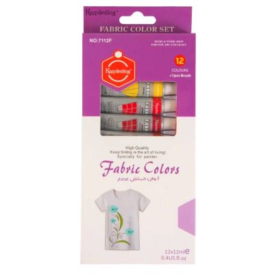 طقم الوان قماش انابيب 12لون 12مللى علبة كرتون Keep Smiling رقم HS-7112F