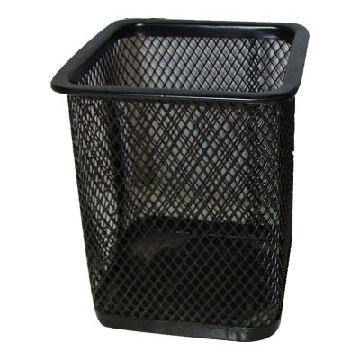 كوب أقلام معدن شبك مربع اسود 804