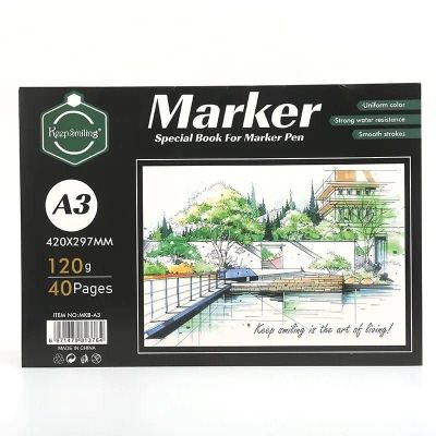 اسكتش رسم بالماركر كعب لصق سوفت كفر 29.7*42سم 40ورقة 120جم غلاف ورق Keep Smiling رقم MKB-A3