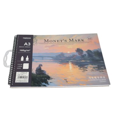 اسكتش رسم بالماركر كعب سلك سوفت كفر 35.2*25.4سم 32ورقة 160جم غلاف ورق Heeton رقم MK0832-046