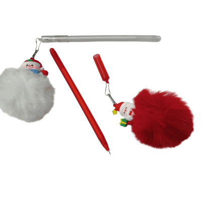 قلم جاف سن ابرة بغطاء بميدالية سيليكون فرو Blue رقم QQ-2630