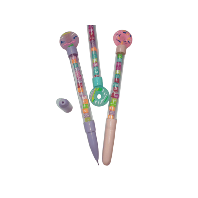 قلم جاف سن ابرة بغطاء جسم شفاف بخرز Blue رقم QQ-3119