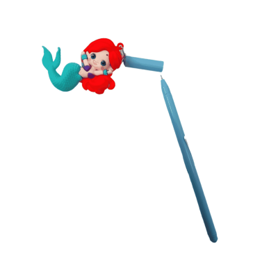 قلم جاف سن ابرة بغطاء جسم بلاستيك الوان بميدالية سيليكون Blue رقم GP-143