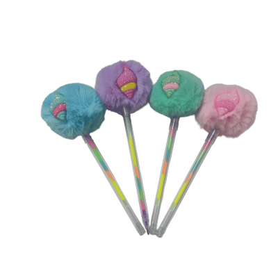 قلم جاف سن بلية بغطاء فرو Lilac رقم QQ-2628