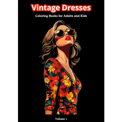 Coloring Book – 30 drawings – Vintage Dresses Volume 1 – A4 (21 × 29.7 cm)