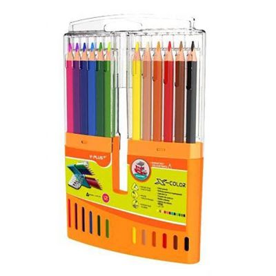 علبة الوان خشب واى بلص سمارت بوكس 12 لون علبة بلاستيك شفافة X-COLOR رقم PC-110403