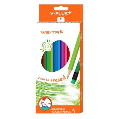 علبة الوان خشب واى بلص 12 لون طويل قابل للمسح TC180100 -WE.TR