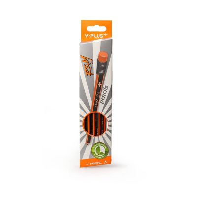 علبة قلم رصاص بأستيكة واى بلص مضلع اسود * برتقالي /12 رقم HB-PX-1203