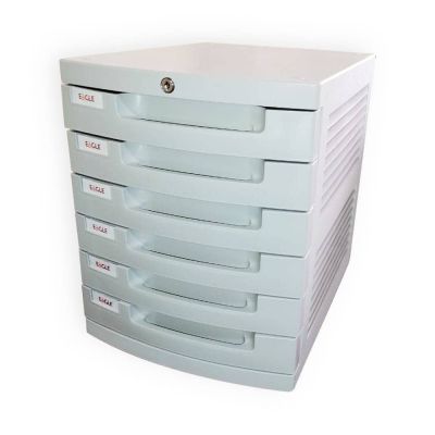 كابينة ادراج ايجل بلاستيك 6 درج بمفتاح رمادى رقم DC 15003