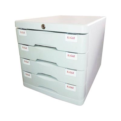 كابينة ادراج ايجل بلاستيك 4 درج بمفتاح رمادى رقم DC 15004