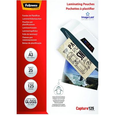 باكو شفافيات تغليف A3 حرارى FELLOWES مقاس ( 125 ميكرو 25 شــيت ) NO.CRC -53965