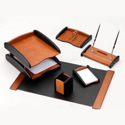 طقم مكتب خشب طبيعى 6 قطعة دبل تري رقم S-MF