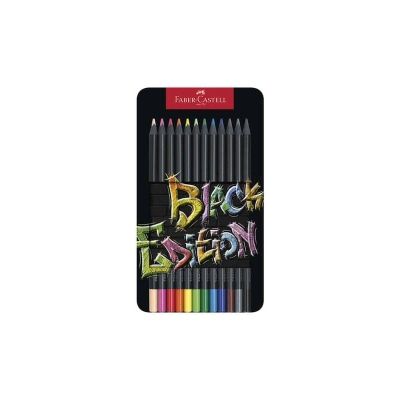 طقم الوان خشب 12لون طويل علبة معدن Black Edition رقم 116413