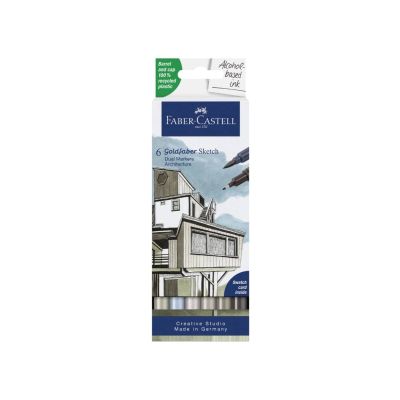 طقم الوان ماكر ناحيتين 6لون علبة كرتون Goldfaber Sketch Dual Marker Architecture رقم 164807