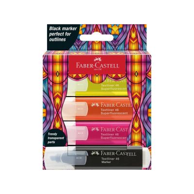 طقم قلم ماركر فسفورى شفاف + قلم ماركر Black فابر كاسيل /4 TXTLINER 46 رقم 254693