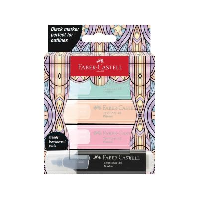 طقم قلم ماركر فسفورى باستيل + قلم ماركر Black فابر كاسيل /4 TXTLINER 46 رقم 254694