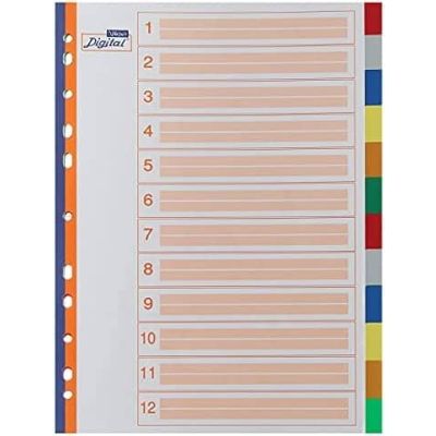 باكو فواصل ملونة Digital بلاستيك 12 لسان A4
