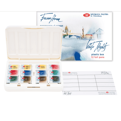 طقم الوان مائية بان اقراص 2.5مللى 12لون White Nights علبة بلاستيك رقم 1942036