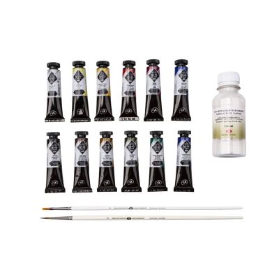 طقم الوان اكريلك انابيب 18مللى 12لون Master Class علبة كرتون + 2فرشة + ورنيش لاميع 120م رقم 12341966