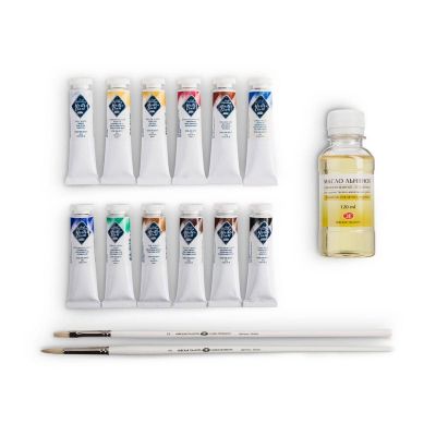 طقم الوان زيت انابيب 18مللى 12لون Master Class علبة كرتون +2فرشة + زيت بذرة 120م رقم 1141965