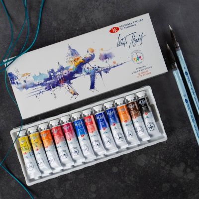 طقم الوان مائية انابيب 10مللى 12لون White Nights علبة كرتون رقم 19411243