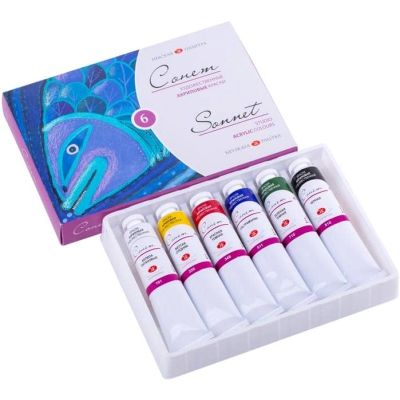 طقم الوان اكريلك انابيب 46مللى 6لون Sonnet علبة كرتون رقم 28411325