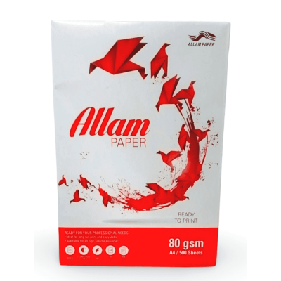 رزمة ورق تصوير أبيض 80 غرام allam مقاس A4/500