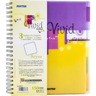 كشكول سلك سياس150ورقة 3فاصل mintra-vivid غ بلاستيك رقم 93080مقاس 23*27.9سم