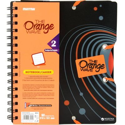 كشكول سلك مربعات 0.5 سم90ورقة 2فاصل mintra-orange غ بلاستيك رقم 98292مقاس 16.1*21سم