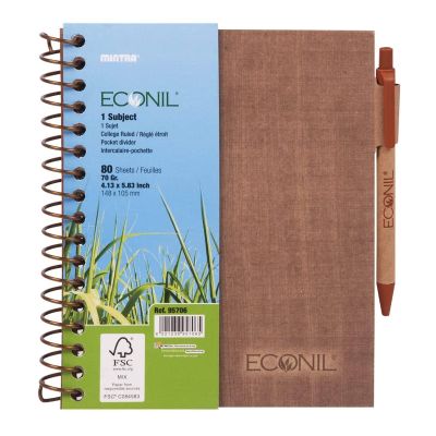 كشكول سلك مربعات 0.5 سم80ورقة+قلم mintra-econil غ هار رقم 1651مقاس10.5*14.8سم