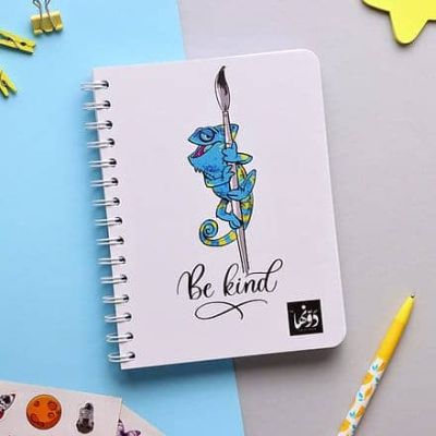 نوت بوك سلك مسطرة كريمى سوفت كفر 100 ورقة + 2 ستيكر مقاس 15 * 20 سم blue chameleon